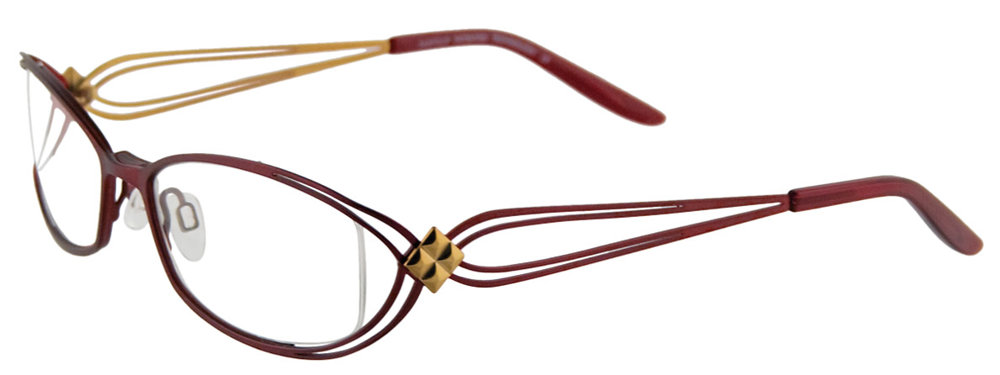 EASYCLIP EC246 Eyeglasses 030 Matt Dark Red & Gold 52mm