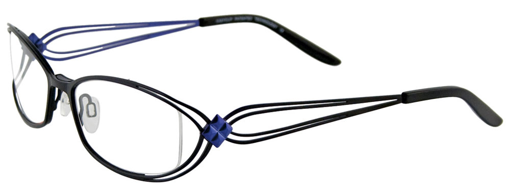 EASYCLIP EC246 Eyeglasses 090 Satin Black & Blue 52mm