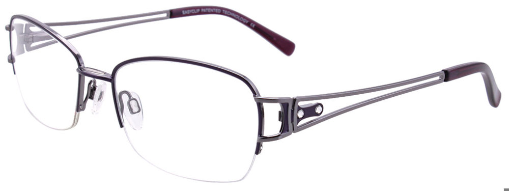 EASYCLIP EC322 Eyeglasses 080 Satin Dark Purple & Onyx 53mm