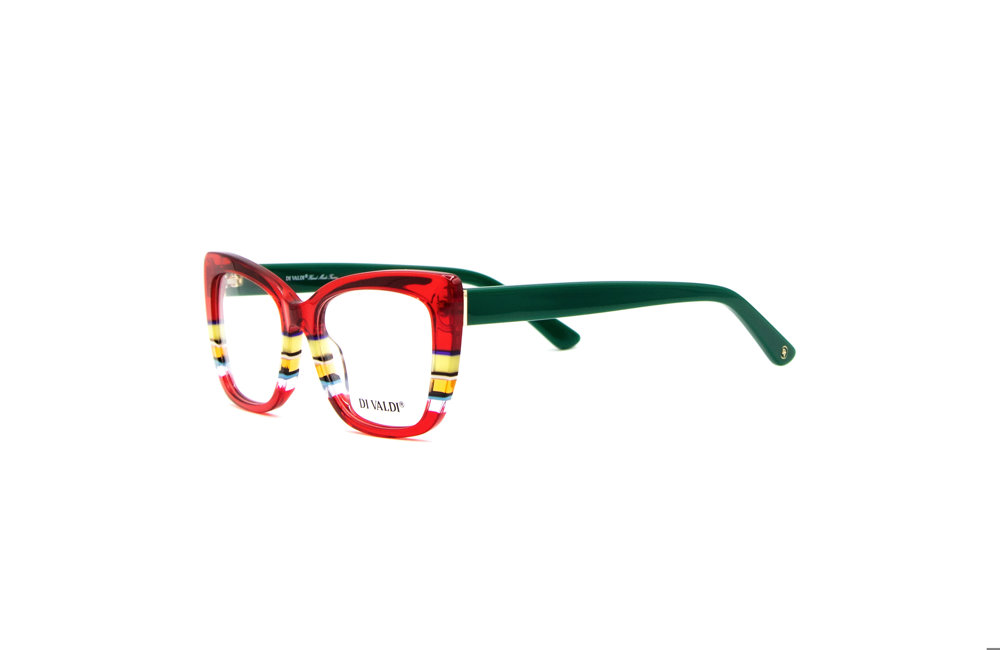 DIVALDI OPT DVO8240 Eyeglasses 030 RED WITH LINES& GREEN TEMPLE 53mm