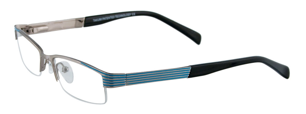 TAKUMI T9925 Eyeglasses 020 Shiny Silver & Light Blue 47mm