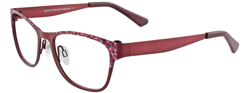 EASYCLIP EC288 Eyeglasses 030 Satin Burgundy&Pink&Black 49mm