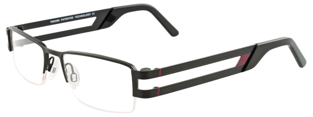 TAKUMI TK918 Eyeglasses 090 Matt Black & Burgundy 49mm