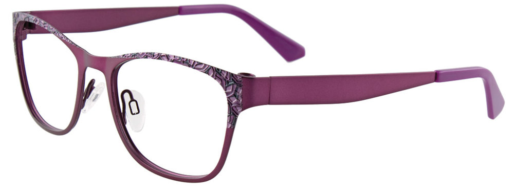 EASYCLIP EC288 Eyeglasses 080 Satin Dark Purple&Black&Pink 49mm