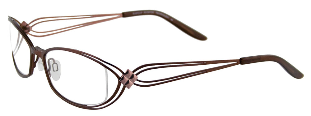 EASYCLIP EC246 Eyeglasses 010 Satin Chocolate & Pink 52mm