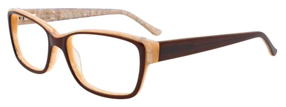 EASYCLIP EC375 Eyeglasses 010 Dark Brown & Pearl Cream 55mm