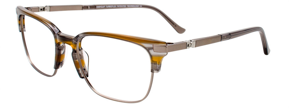EASYCLIP EC531 Eyeglasses 020 Grey & Amber Marbled & Matt Steel 52mm