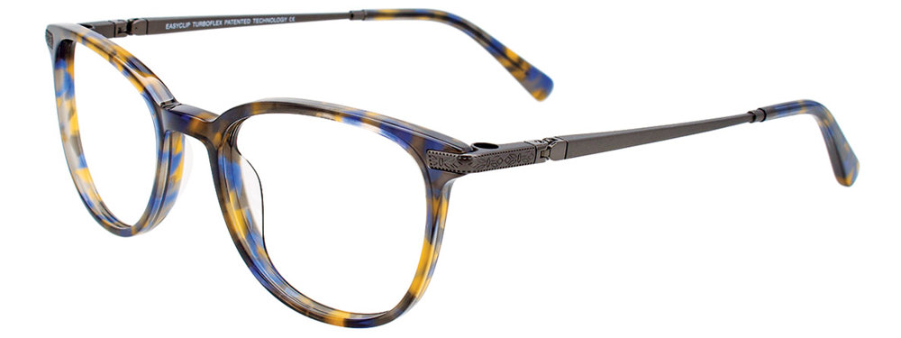 EASYCLIP EC525 Eyeglasses 010 Brown & Blue Tortoise 48mm