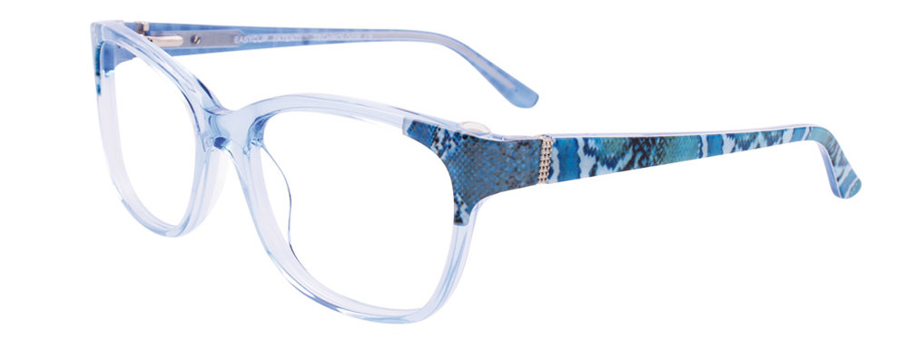 EASYCLIP EC464 Eyeglasses 050 Blue Crystal & Blue Snake Pattern 53mm