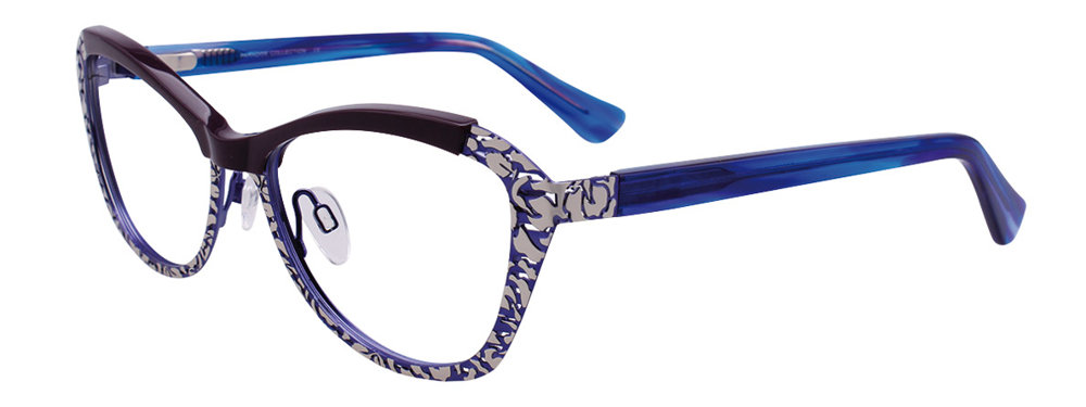 PARADOX P5025 Eyeglasses 080 Dark Purple & Silver & Blue 53mm