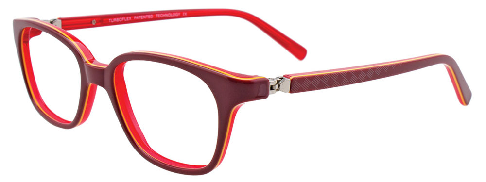 EASYCLIP EC430 Eyeglasses 030 Burgundy & Yellow & Red 46mm