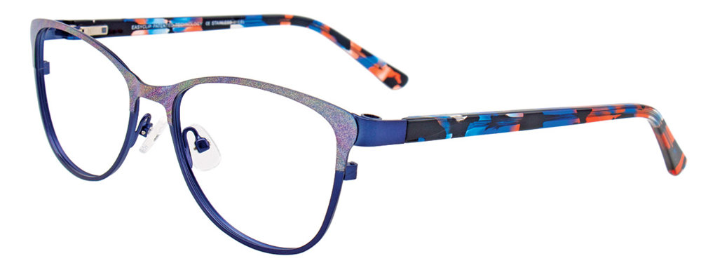 EASYCLIP EC414 Eyeglasses 050 Satin Dark Blue 52mm