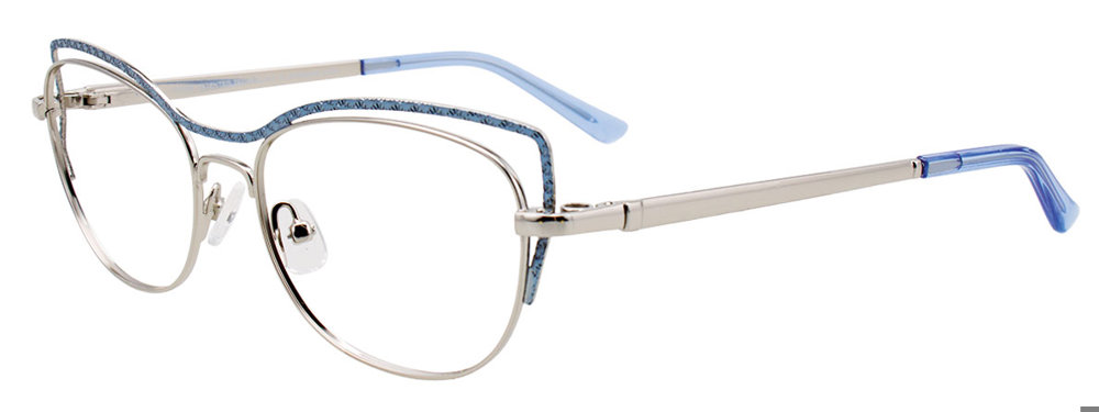 TAKUMI TK1103 Eyeglasses 050 Shiny Light Blue & Silver 52mm