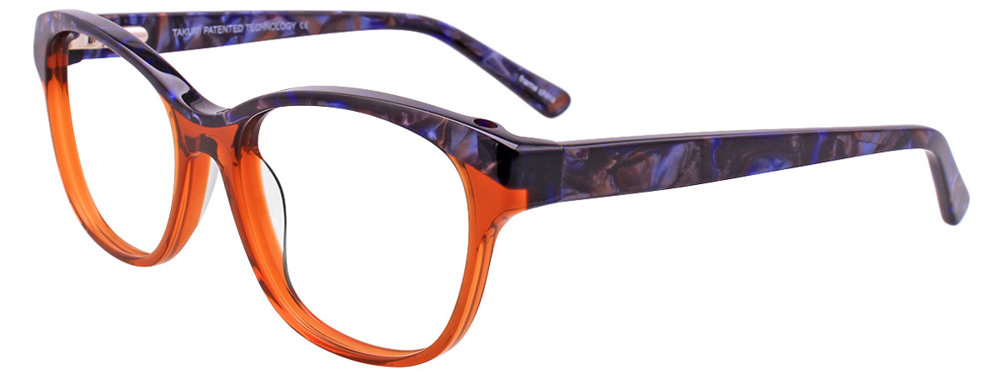 TAKUMI TK1018 Eyeglasses 010 Crystal Orange & Marbled Pearl Blue 54mm