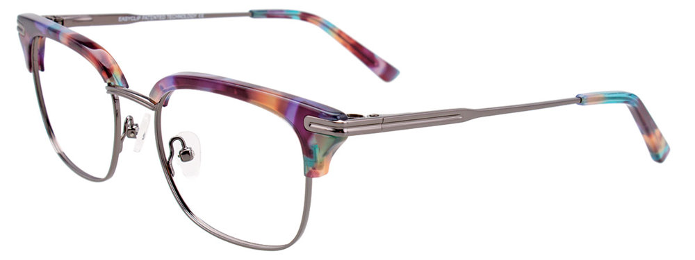 EASYCLIP EC423 Eyeglasses 080 Purple Marbled & Gunmetal 49mm