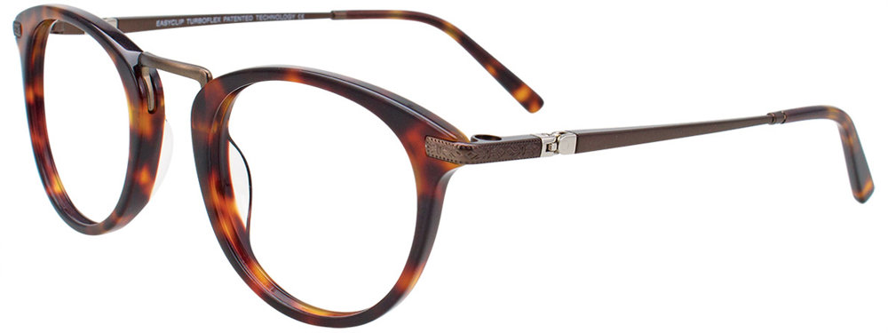 EASYCLIP EC485 Eyeglasses 010 Demi Brown & Dark Golden Brown 49mm