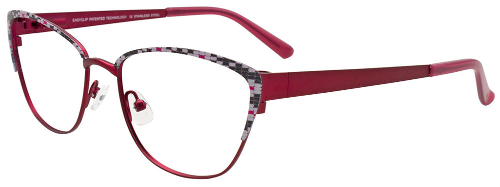 EASYCLIP EC482 Eyeglasses 030 Satin Red & Black & White & Pink 53mm