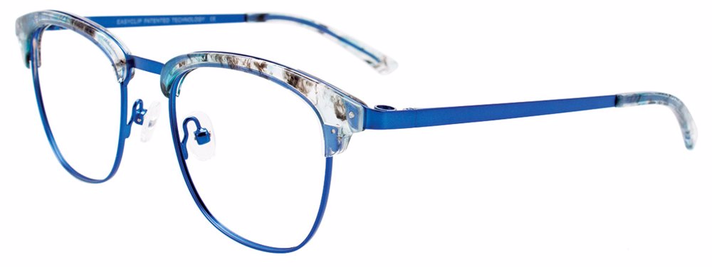 EASYCLIP EC544 Eyeglasses 050 Matt Blue & Marbled Blue & Crystal 49mm