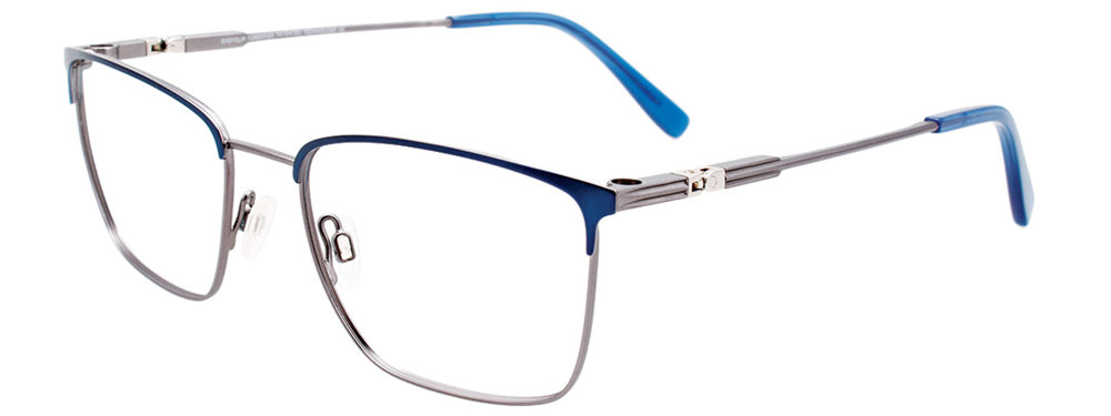 EASYCLIP EC529 Eyeglasses 050 Satin Dark Blue & Steel 54mm