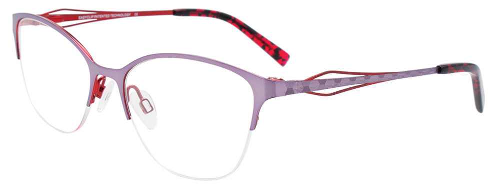 EASYCLIP EC521 Eyeglasses 030 Shiny Light Purple & Red 52mm
