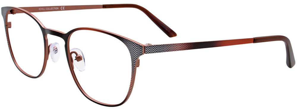 I CHILL C7002 Eyeglasses 010 Shiny Brown Marbled & Silver & Light Brown 48mm