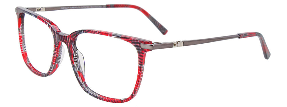 EASYCLIP EC520 Eyeglasses 030 Red & Black & Grey Marbled 52mm