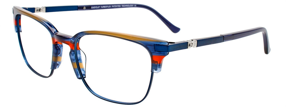 EASYCLIP EC531 Eyeglasses 050 Blue & Red & Brown Marbled & Matt Navy 52mm