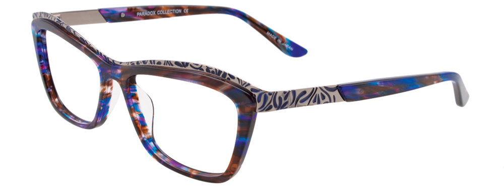 PARADOX P5014 Eyeglasses 050 Marbled Blue & Brown Silver & Blue 52mm