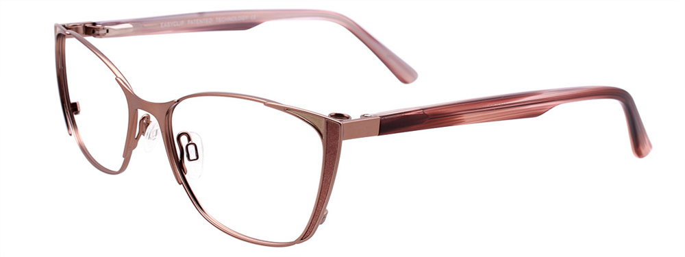 EASYCLIP EC442 Eyeglasses 010 Satin Light Brown & Gold & Pink 53mm