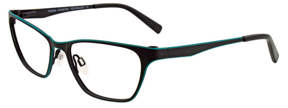 TAKUMI TK949 Eyeglasses 090 Satin Black & Turquoise 52mm