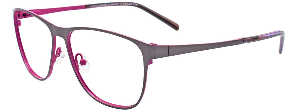 EASYCLIP EC487 Eyeglasses 020 Satin Dark Grey & Fuchsia 55mm