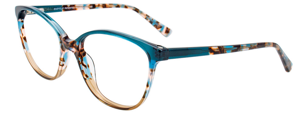 EASYCLIP EC518 Eyeglasses 060 Teal Crystal & Demi Teal & Beige Crystal 54mm