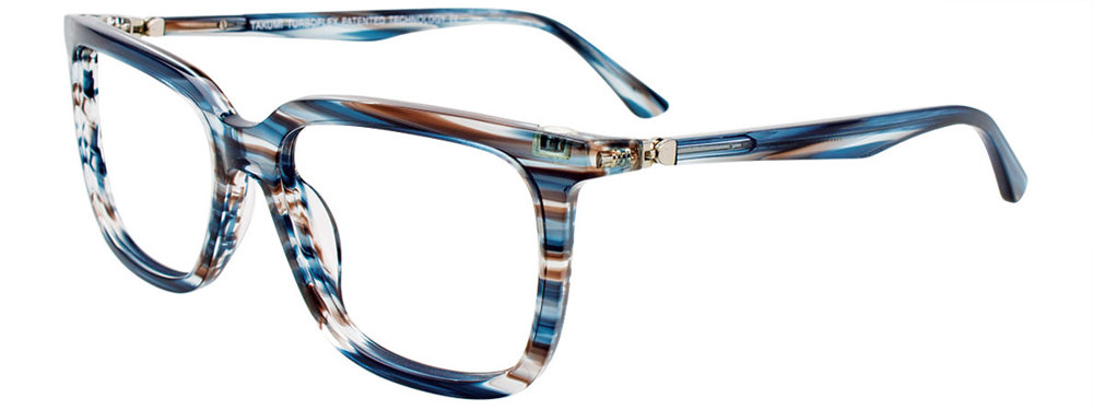 TAKUMI TK1116 Eyeglasses 050 Blue & Brown Marbled 55mm