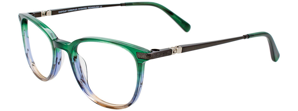 EASYCLIP EC525 Eyeglasses 060 Green & Blue & Beige Marbled 48mm