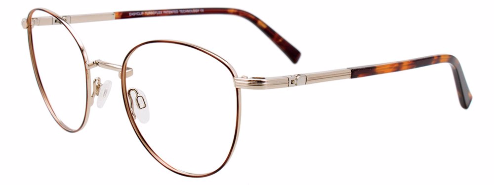 EASYCLIP EC547 Eyeglasses 010 Satin Demi Brown & Shiny Light Gold 51mm
