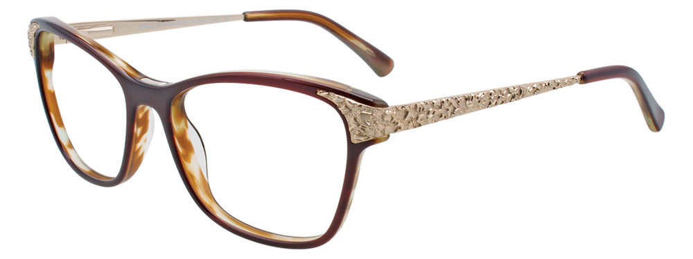 EASYCLIP EC376 Eyeglasses 010 Dark Brown & Gold 52mm