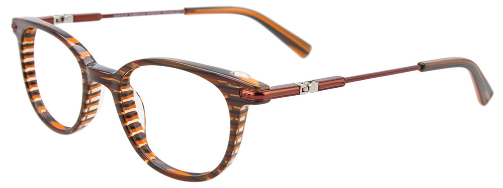 EASYCLIP EC486 Eyeglasses 010 Brown & Orange & Grey Lines 44mm
