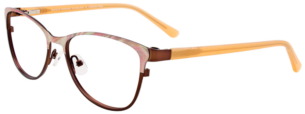 EASYCLIP EC414 Eyeglasses 010 Satin Brown & Beige 52mm