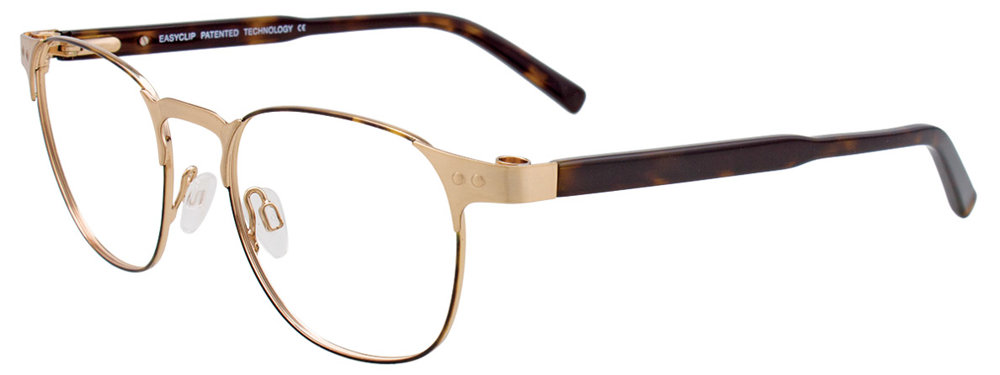 EASYCLIP EC420 Eyeglasses 010 Brushed Gold & Tortoise 49mm