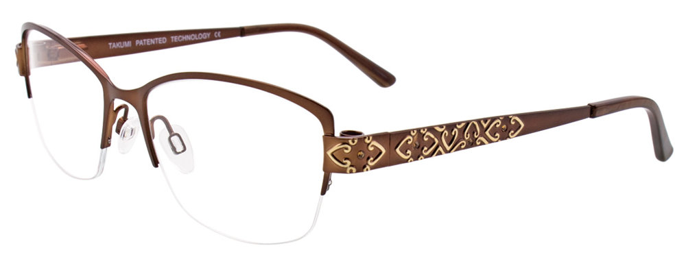 TAKUMI TK984 Eyeglasses 010 Satin Dark Brown & Gold 54mm