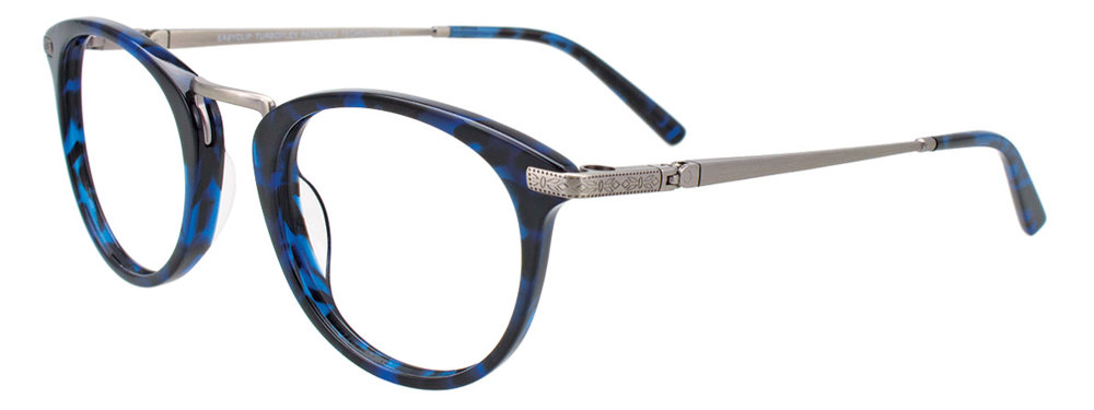 EASYCLIP EC485 Eyeglasses 050 Demi Blue & Silver 49mm