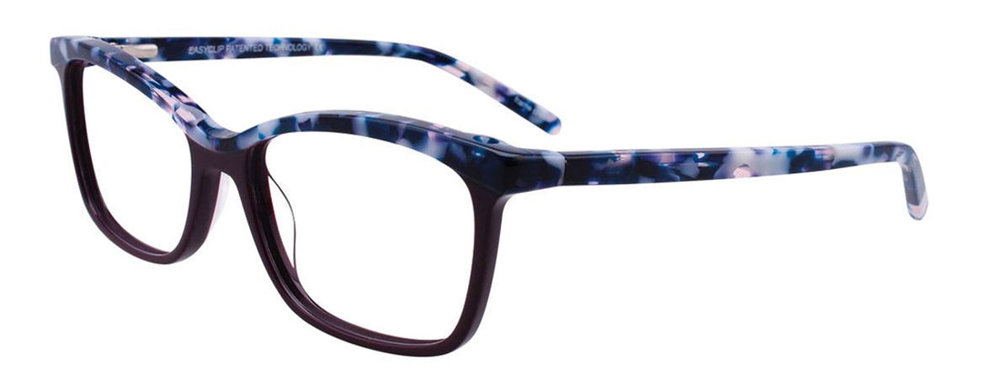 EASYCLIP EC395 Eyeglasses 080 Dark Plum & Blue & White & Lilac 54mm