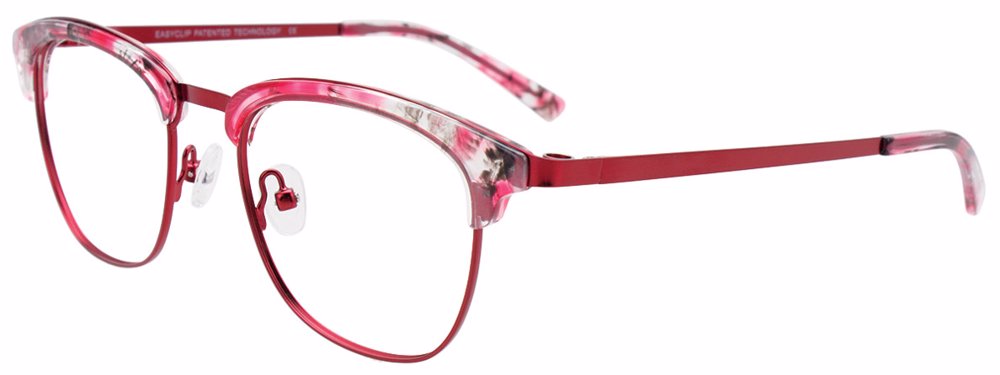 EASYCLIP EC544 Eyeglasses 035 Matt Red & Marbled Red & Crystal 49mm