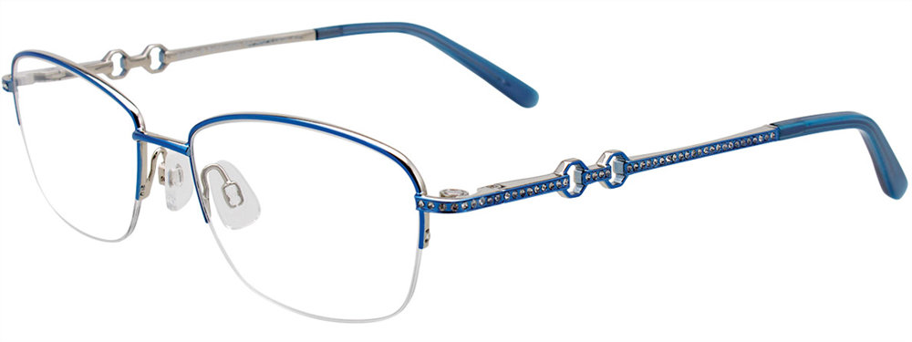 EASYCLIP EC469 Eyeglasses 050 Shiny Blue & Silver 53mm