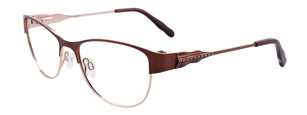 EASYCLIP EC405 Eyeglasses 010 Satin Brown & Shiny Gold 52mm