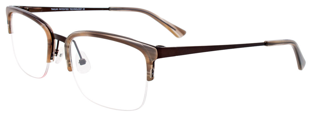 TAKUMI TK1036 Eyeglasses 010 Satin Dark Brown & Marbled Brown 53mm