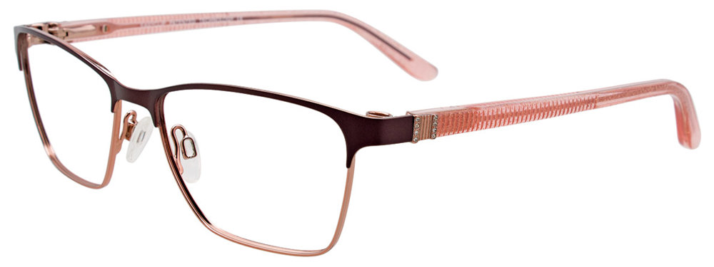 EASYCLIP EC455 Eyeglasses 010 Satin Dark Brown & Light Pink 53mm