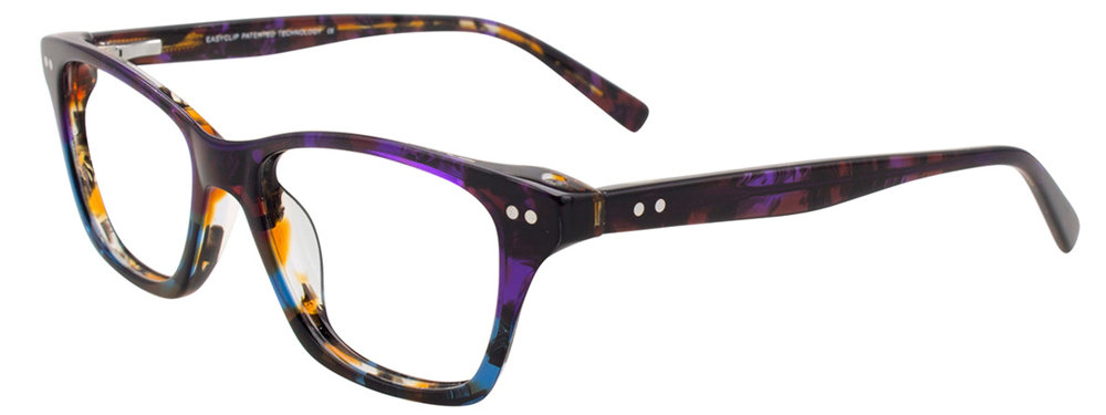 EASYCLIP EC453 Eyeglasses 080 Violet & Amber & Blue 49mm