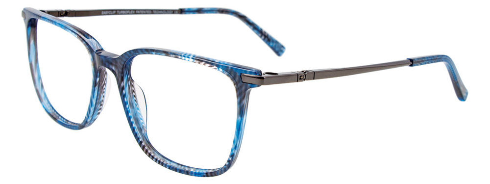 EASYCLIP EC520 Eyeglasses 050 Blue & Black & Crystal Marbled 52mm