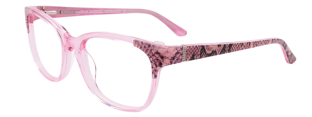 EASYCLIP EC464 Eyeglasses 030 Pink Crystal & Pink Snake Pattern 53mm